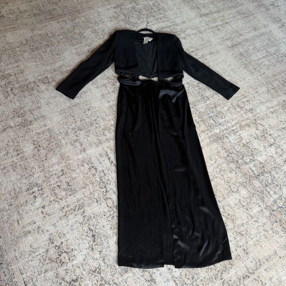 Brandon Maxwell Cut Out Coat Top In Black Size 10 MSRP $2795 Silk Evening Coat - Picture 4 of 15